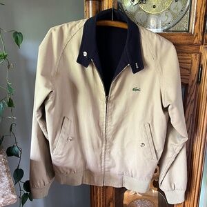 Vintage Lacoste men’s jacket zippered  M khaki/navy
